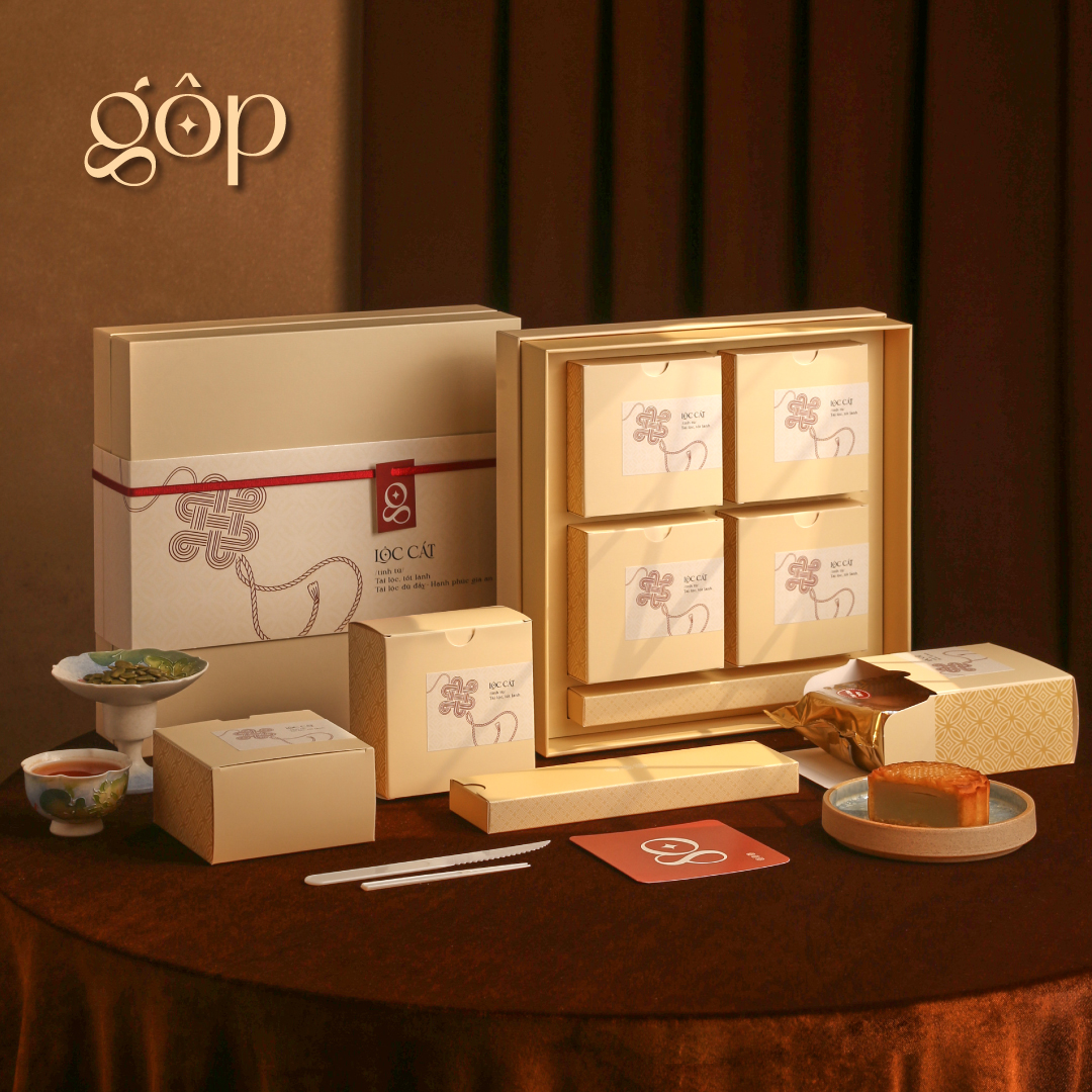 Hộp Lộc Cát 4 bánh trung thu 150gr Bánh trung thu Gộp