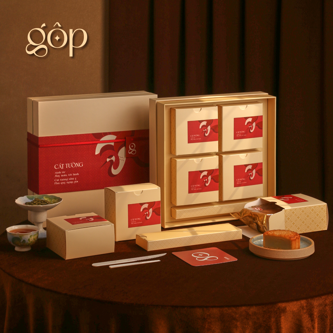 Hộp Cát Tường 4 bánh trung thu 150gr Bánh trung thu Gộp