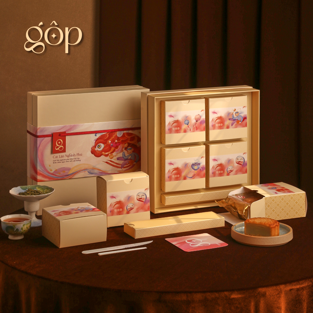 Hộp Cát Lân 4 bánh trung thu 150gr Bánh trung thu Gộp
