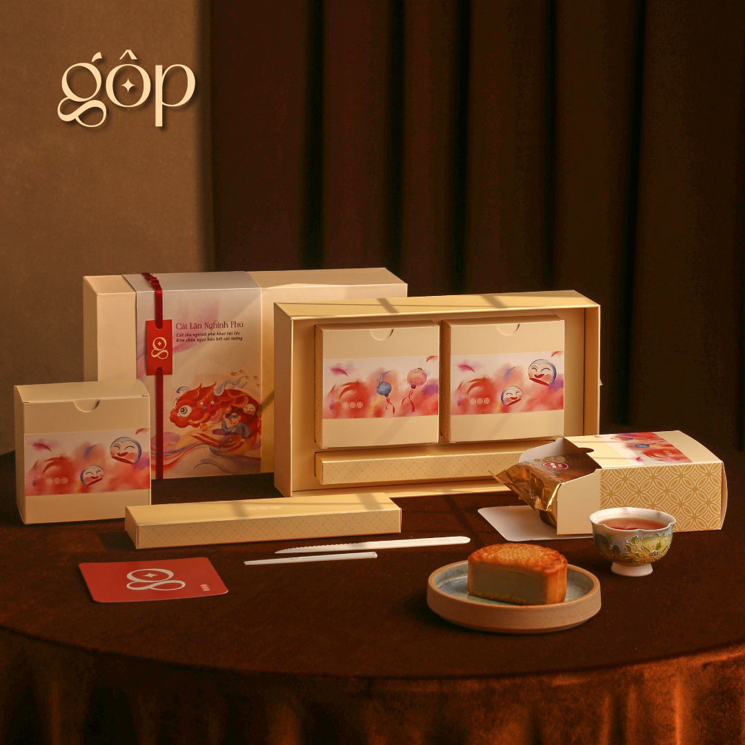 Hộp Cát Lân 2 bánh trung thu 150gr Bánh trung thu Gộp
